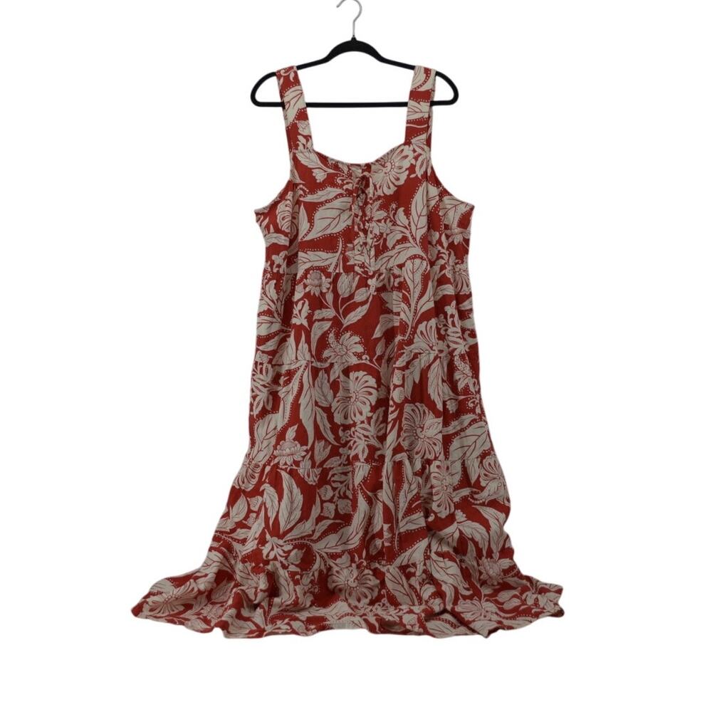 Who What Wear Batik Floral Aurora Red Dress Boho Plus Sz 1X